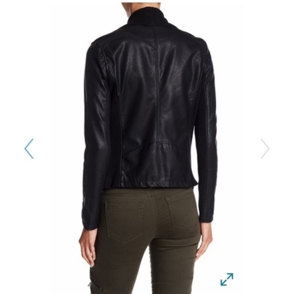 Blank NYC Ribbed Faux Leather Trim Draped Jacket Black Size Small - Picture 3 of 9
